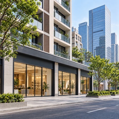 收租公寓与临街商铺（房产类型示意，非客户实拍）