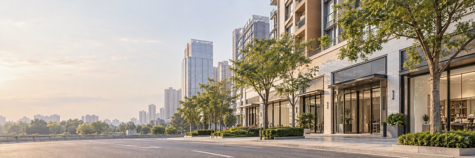 临街商铺与商业建筑，建筑场景示意，非客户实拍